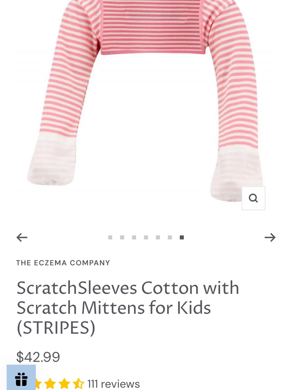 Pink Striped ScratchSleeves with Integrated Mittens